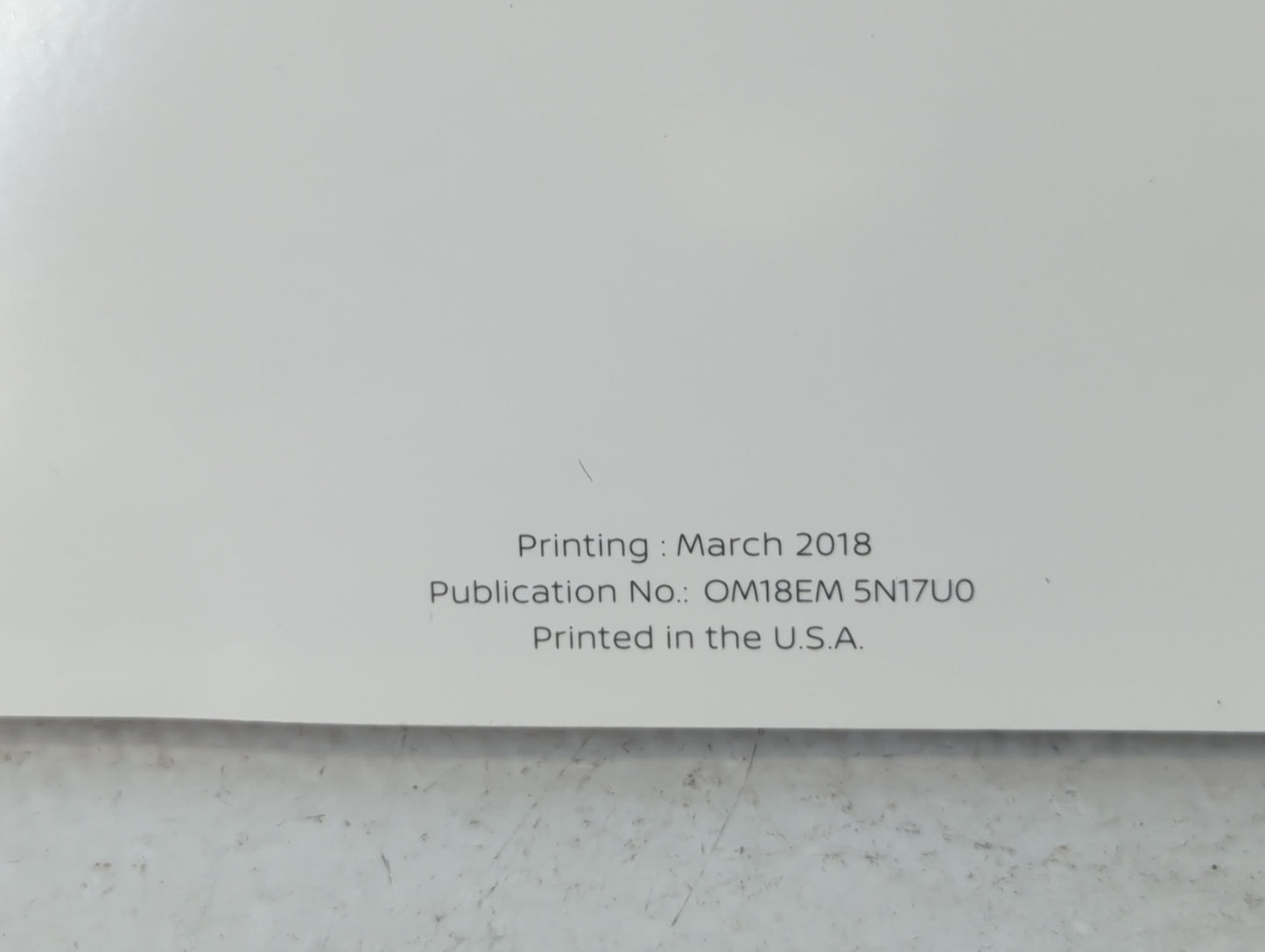 2018 Nissan Versa Owners Manual Book Guide P/N:OM18EM 5N17U0 OEM Used Auto Parts - Oemusedautoparts1.com
