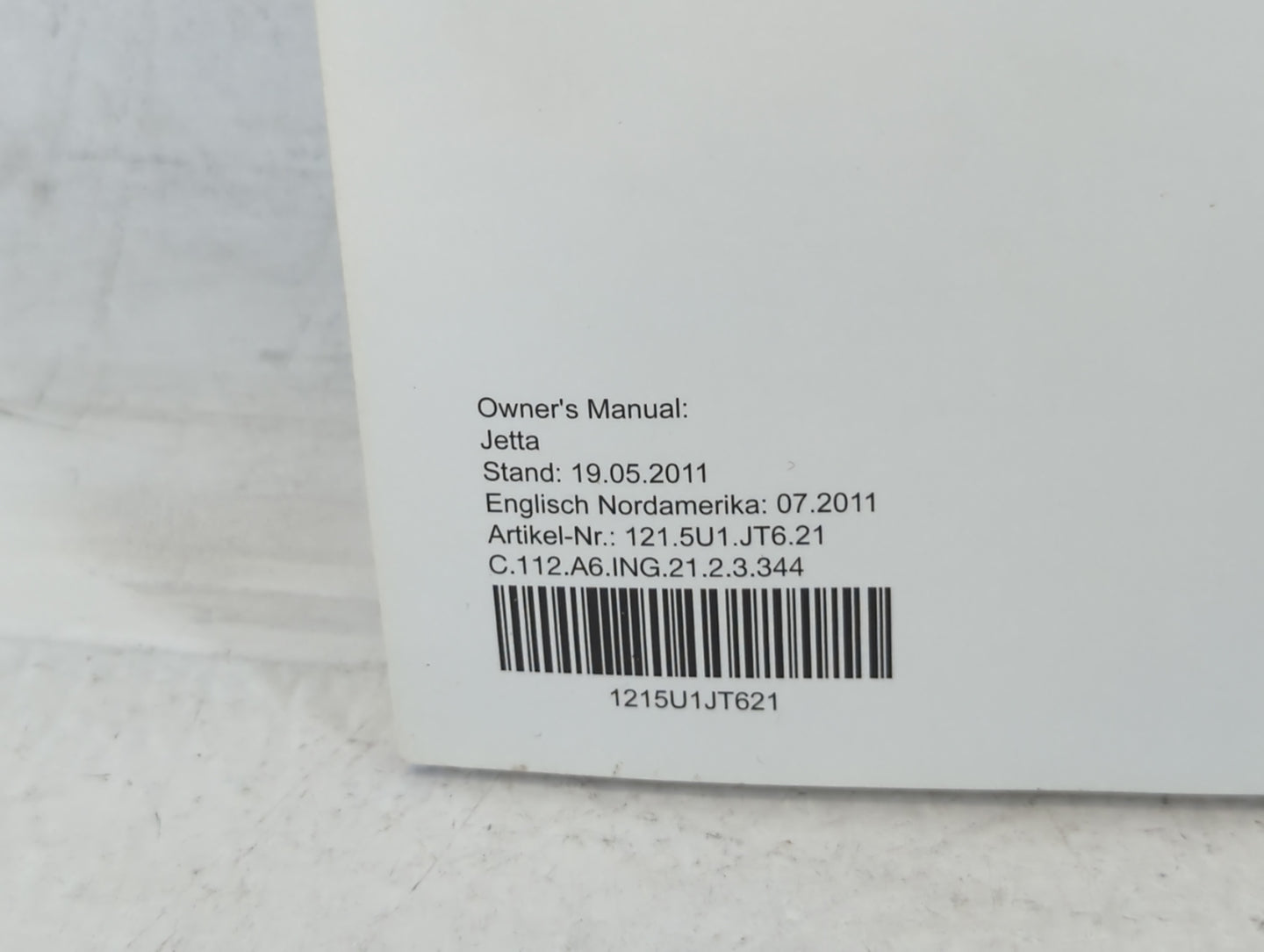 2012 Volkswagen Jetta Owners Manual Book Guide P/N:1215U1JT621 OEM Used Auto Parts - Oemusedautoparts1.com