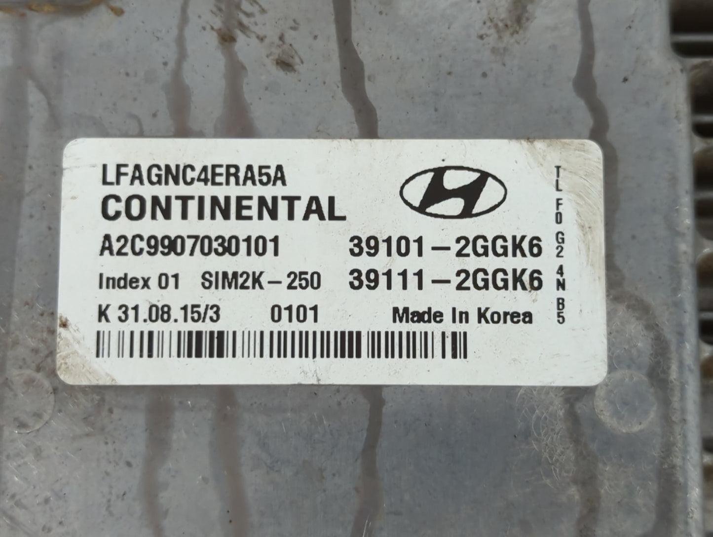 2015-2017 Hyundai Sonata PCM Engine Control Computer ECU ECM PCU OEM P/N:39101-2GGK6 Fits Fits 2015 2016 2017 OEM Used Auto Parts - Oemusedautoparts1.com