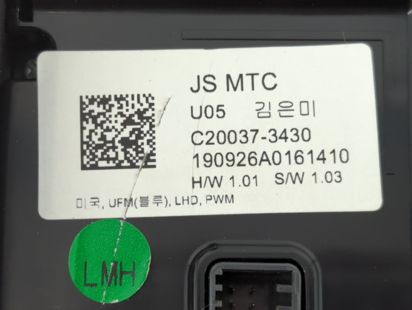 2019-2020 Hyundai Veloster Climate Control Module Temperature AC/Heater Replacement P/N:C20037-3430 JS MTC Fits Fits 2019 2020 OEM Used Auto Parts - Oemusedautoparts1.com