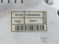 2017 Honda Civic Instrument Cluster Speedometer Gauges P/N:HR0468094 78100 Fits OEM Used Auto Parts - Oemusedautoparts1.com