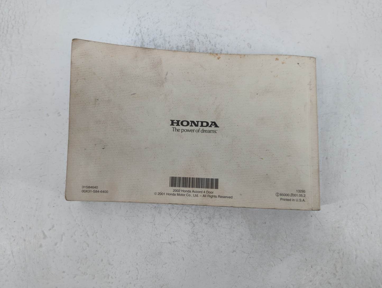 2002 Honda Accord Owners Manual Book Guide P/N:31S84640 OEM Used Auto Parts - Oemusedautoparts1.com