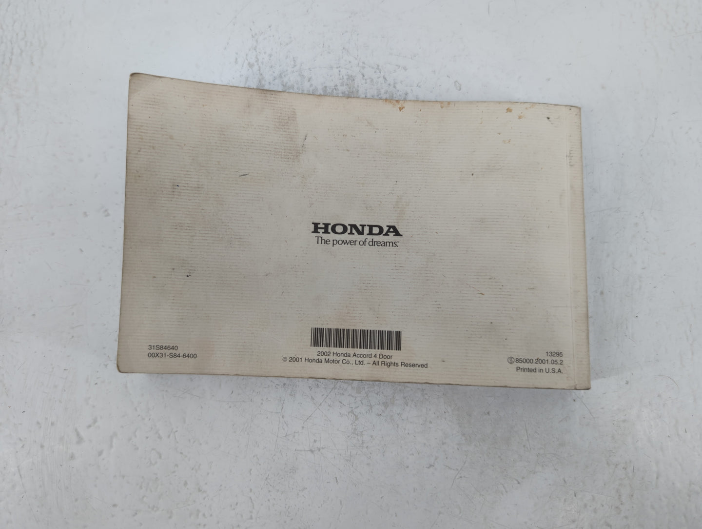 2002 Honda Accord Owners Manual Book Guide P/N:31S84640 OEM Used Auto Parts - Oemusedautoparts1.com