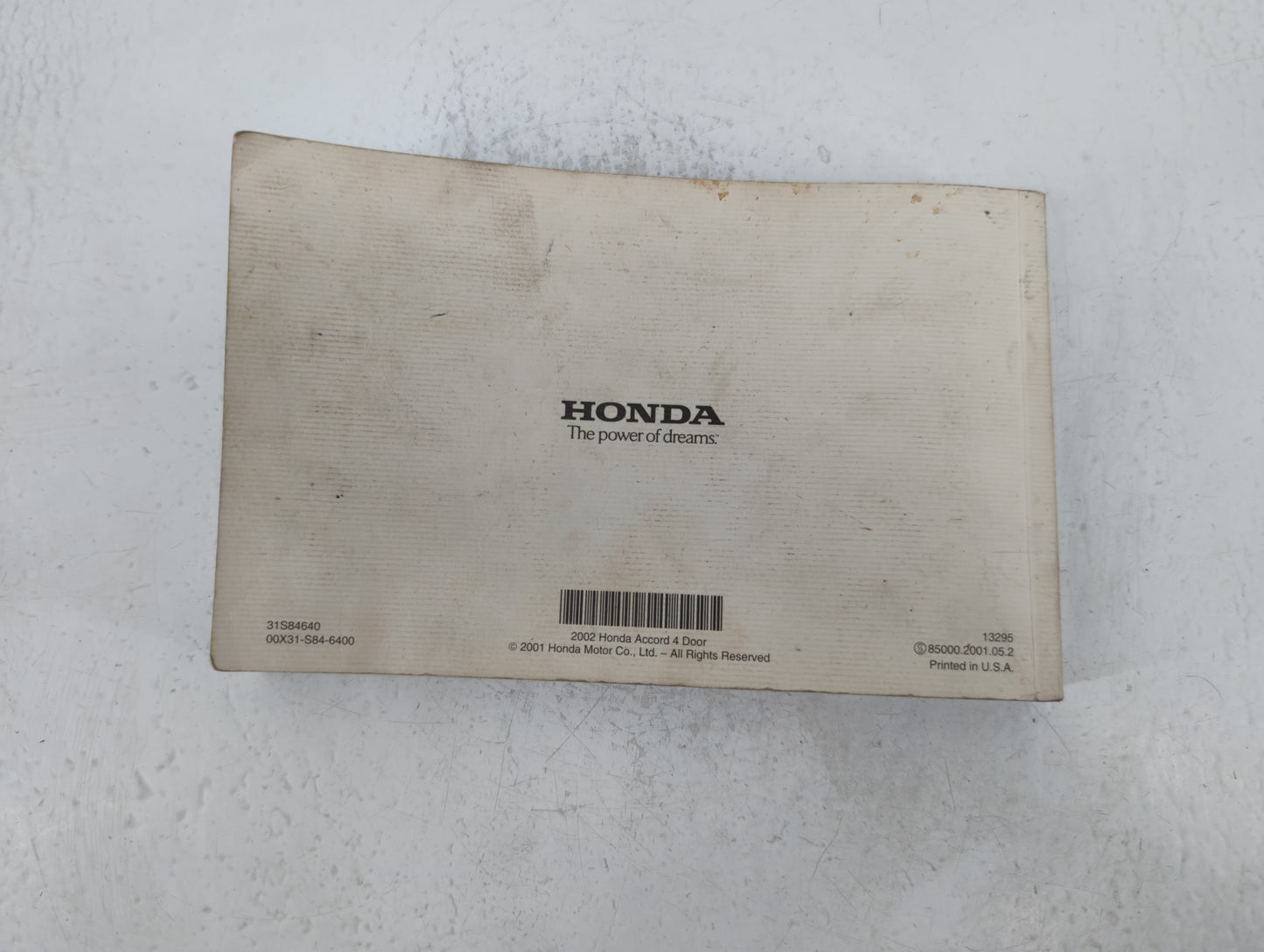 2002 Honda Accord Owners Manual Book Guide P/N:31S84640 OEM Used Auto Parts - Oemusedautoparts1.com