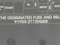 2014-2015 Kia Optima Fusebox Fuse Box Panel Relay Module P/N:91955-2T730QQK Fits Fits 2014 2015 OEM Used Auto Parts - Oemusedautoparts1.com