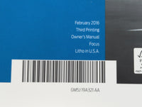 2016 Ford Focus Owners Manual Book Guide P/N:GM5J19A321AA OEM Used Auto Parts - Oemusedautoparts1.com