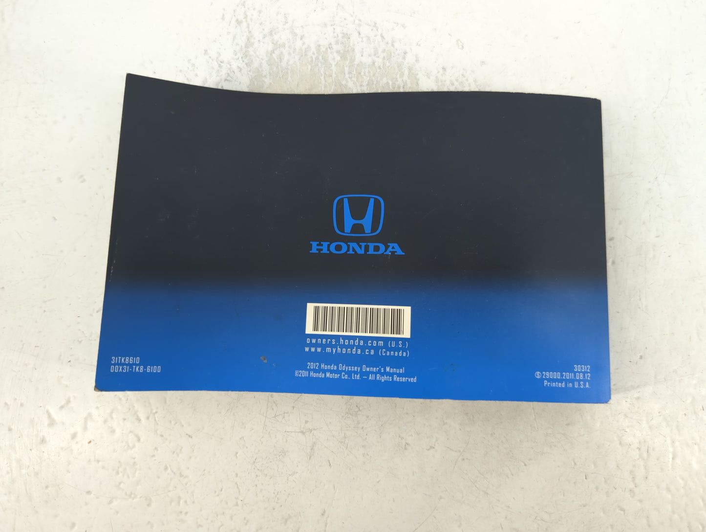 2012 Honda Odyssey Owners Manual Book Guide P/N:00X31-TK8-6100 31TK8610 OEM Used Auto Parts - Oemusedautoparts1.com