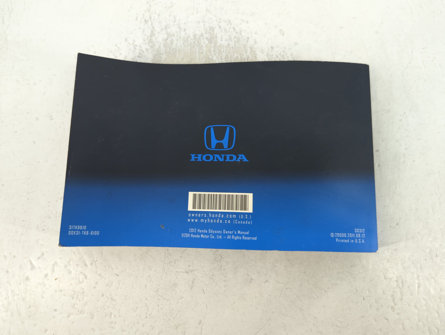 2012 Honda Odyssey Owners Manual Book Guide P/N:00X31-TK8-6100 31TK8610 OEM Used Auto Parts - Oemusedautoparts1.com