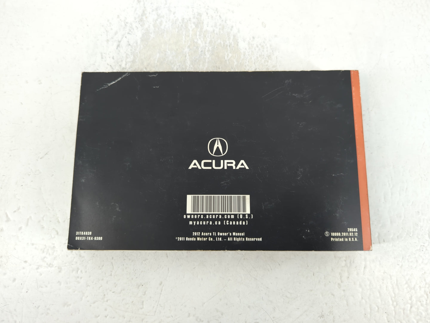 2012 Acura Tl Owners Manual Book Guide P/N:00X31-TK4-6300 31TK4630 OEM Used Auto Parts - Oemusedautoparts1.com