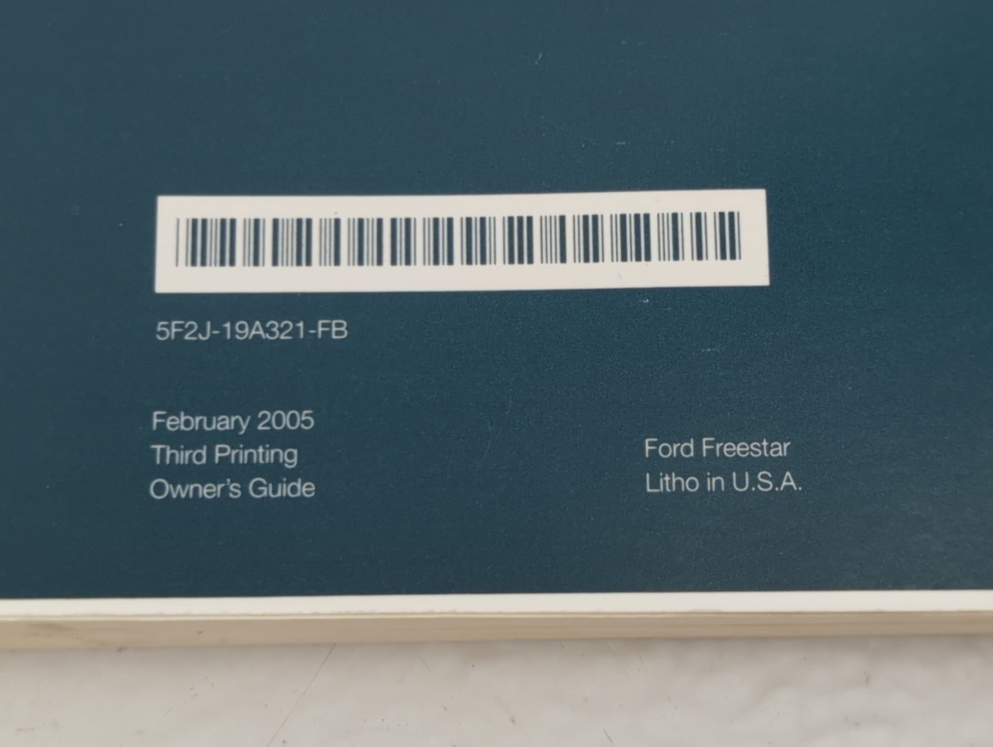 2005 Ford Freestar Owners Manual Book Guide P/N:5F2J-19A321-FB OEM Used Auto Parts - Oemusedautoparts1.com