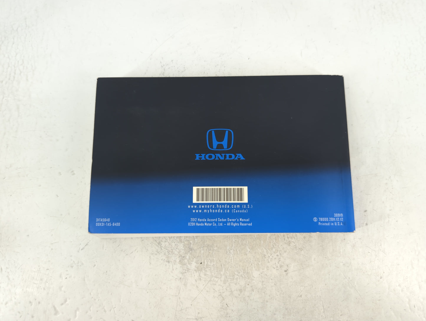 2012 Honda Accord Owners Manual Book Guide P/N:00X31-TA5-6400 31TA5640 OEM Used Auto Parts - Oemusedautoparts1.com
