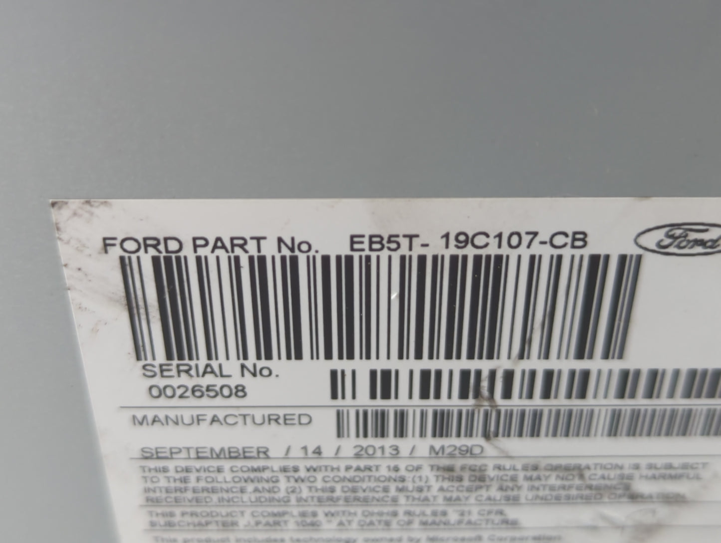 2014-2015 Ford Explorer Radio AM FM Cd Player Receiver Replacement P/N:EB5T-19C107-CB Fits Fits 2014 2015 OEM Used Auto Parts - Oemusedautoparts1.com