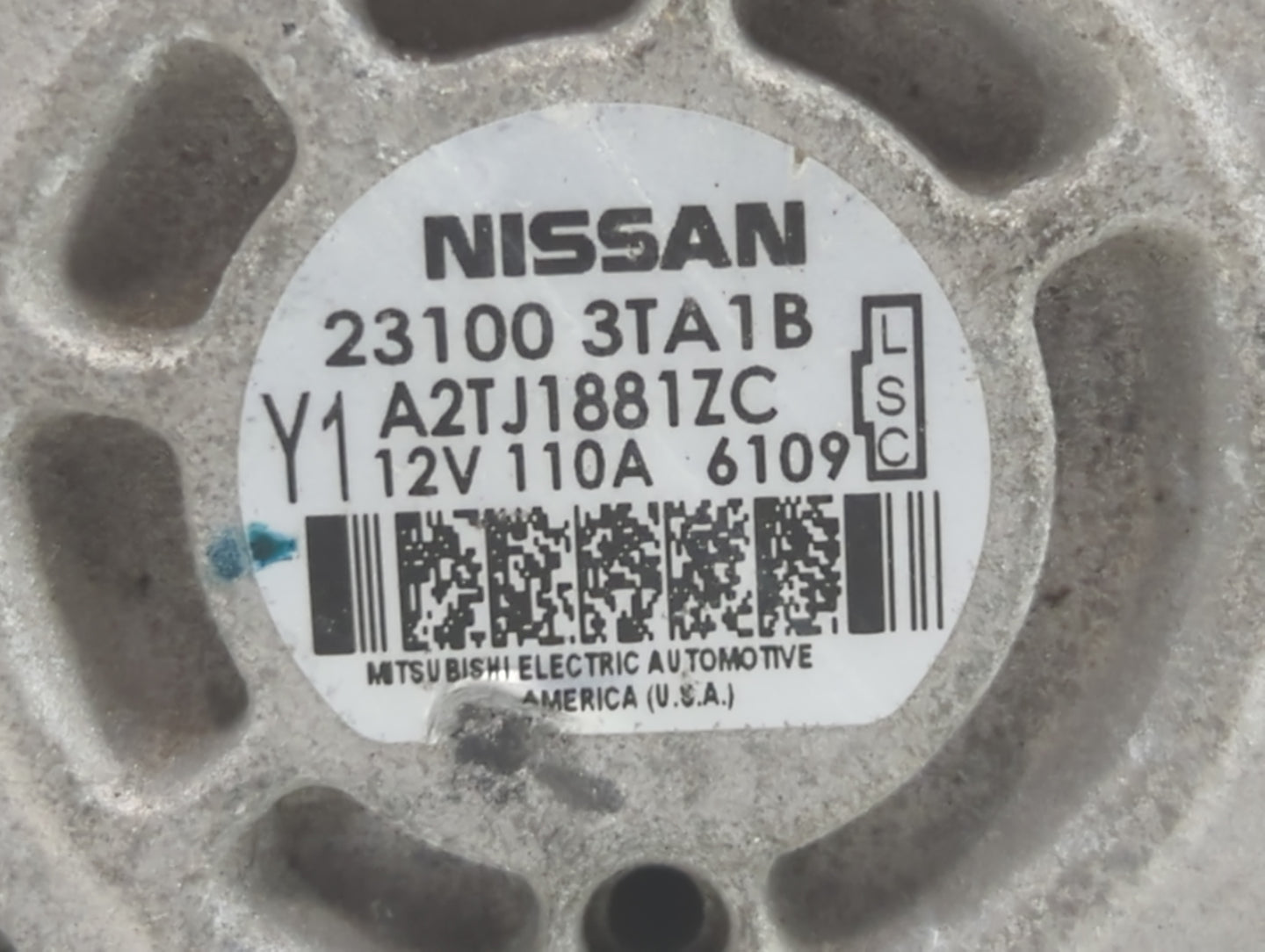 2013-2017 Nissan Altima Alternator Replacement Generator Charging Assembly Engine OEM P/N:23100 3TA1B Fits OEM Used Auto Parts - Oemusedautoparts1.com