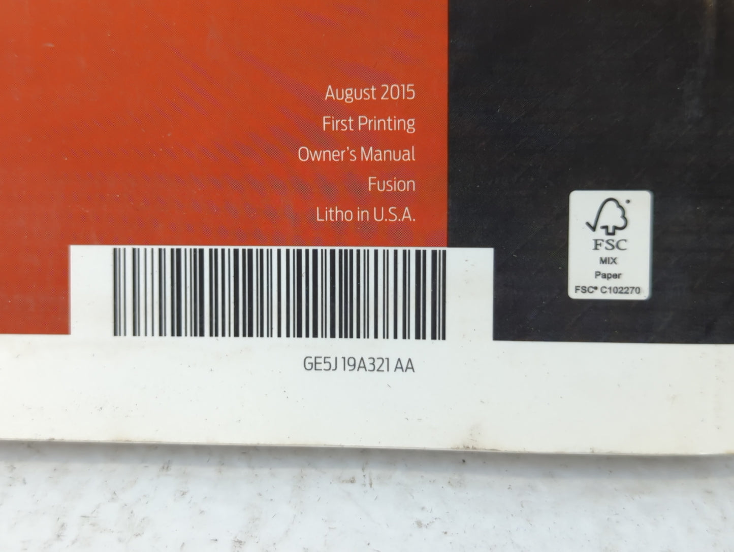 2016 Ford Fusion Owners Manual Book Guide P/N:GE5J19A321AA OEM Used Auto Parts - Oemusedautoparts1.com