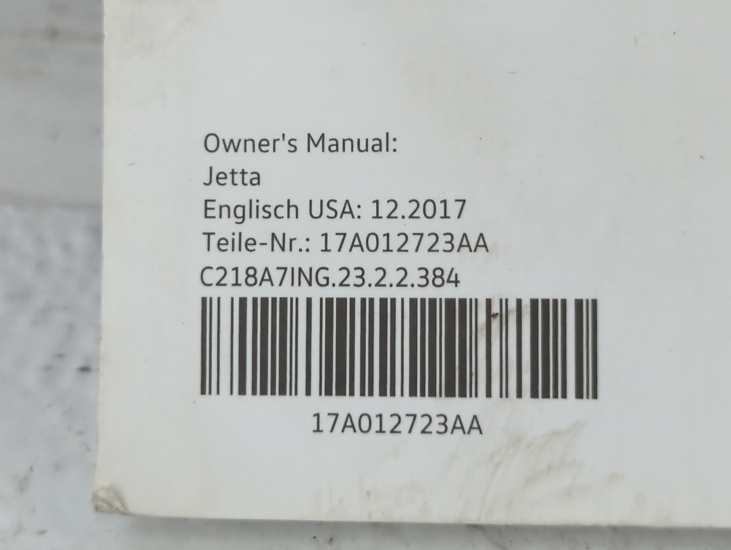 2019 Volkswagen Jetta Owners Manual Book Guide P/N:17A012723AA OEM Used Auto Parts - Oemusedautoparts1.com