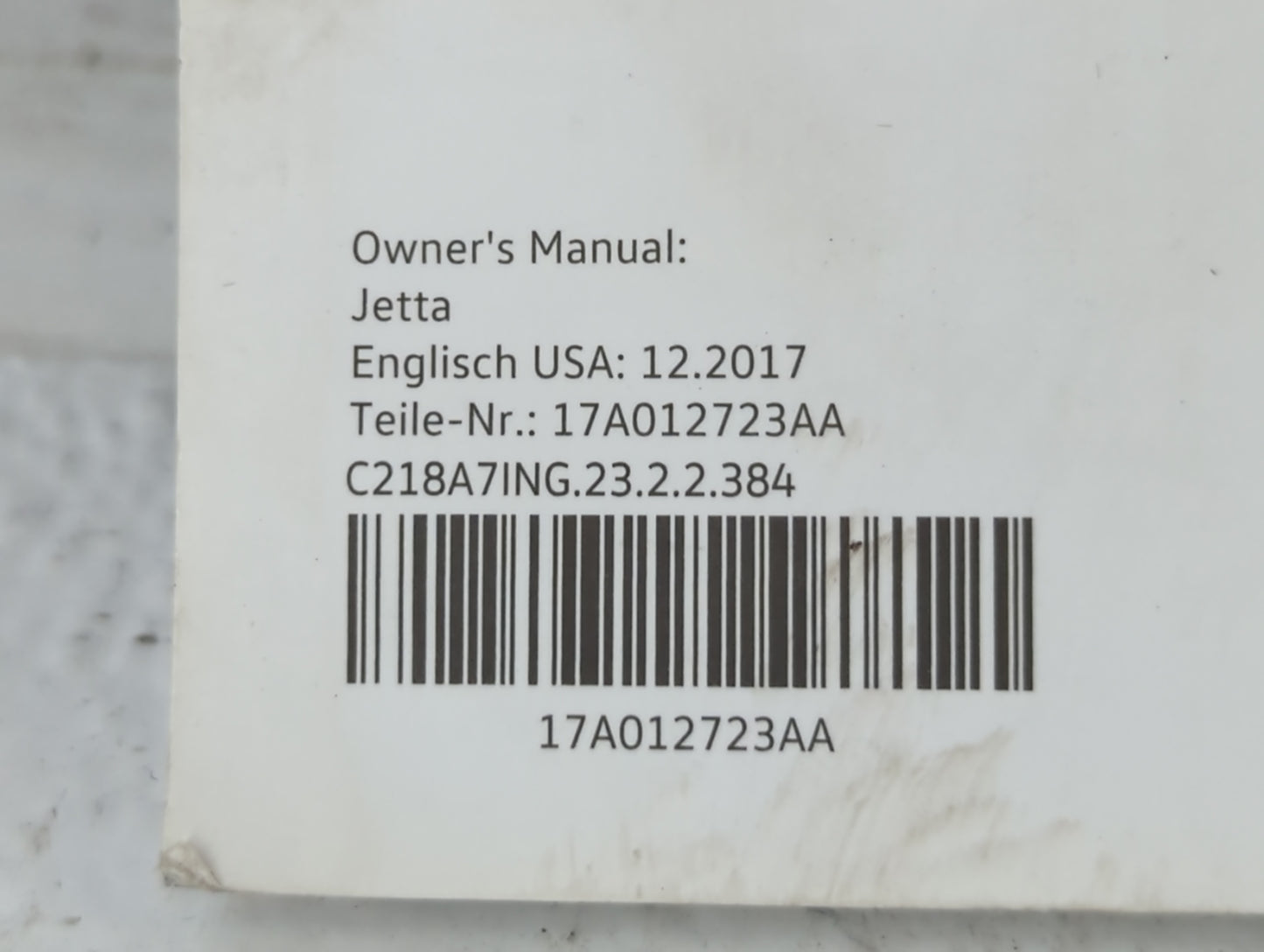 2019 Volkswagen Jetta Owners Manual Book Guide P/N:17A012723AA OEM Used Auto Parts - Oemusedautoparts1.com