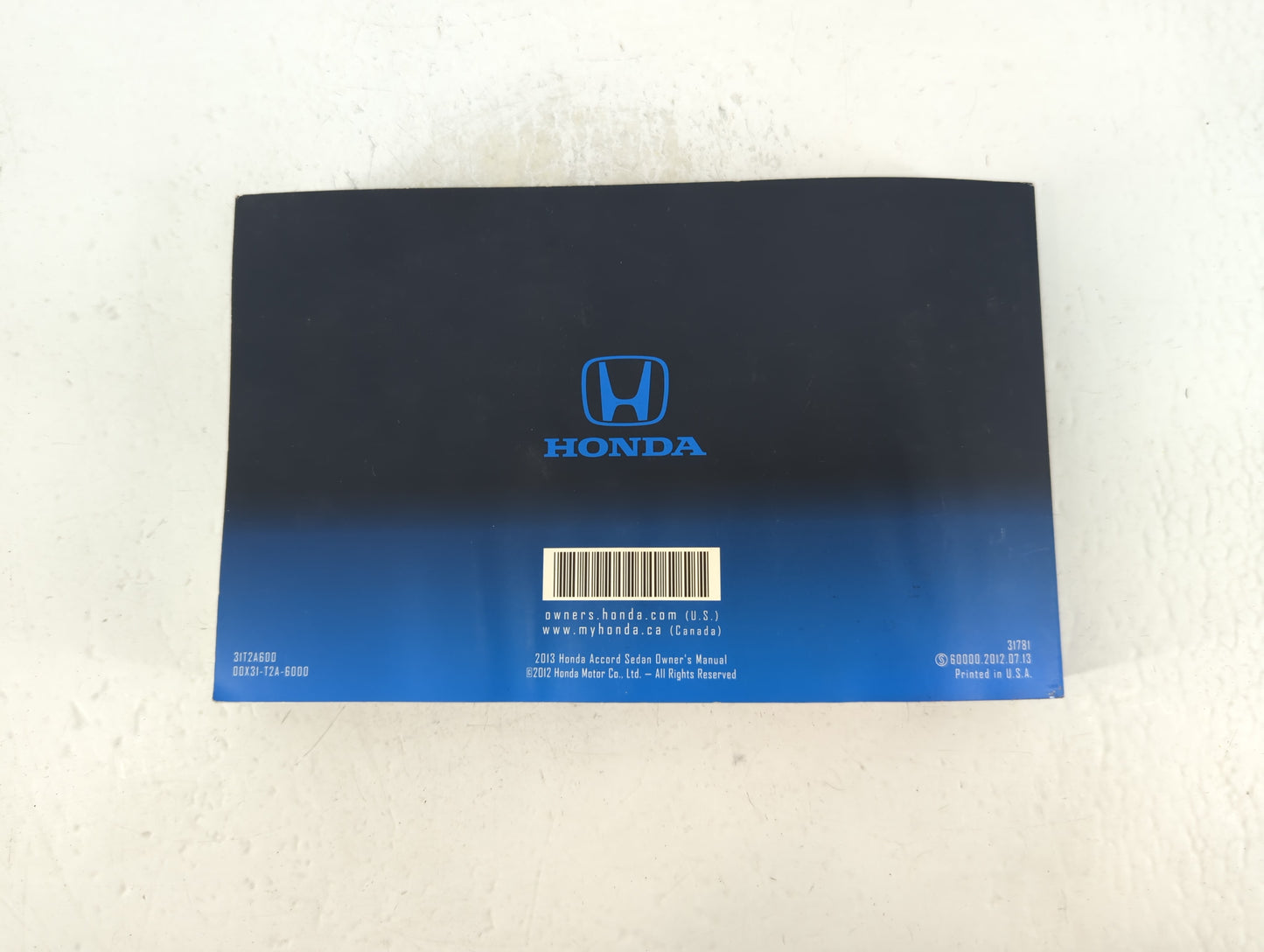2013 Honda Accord Owners Manual Book Guide P/N:00X31-T2A-6000 31T2A600 OEM Used Auto Parts - Oemusedautoparts1.com