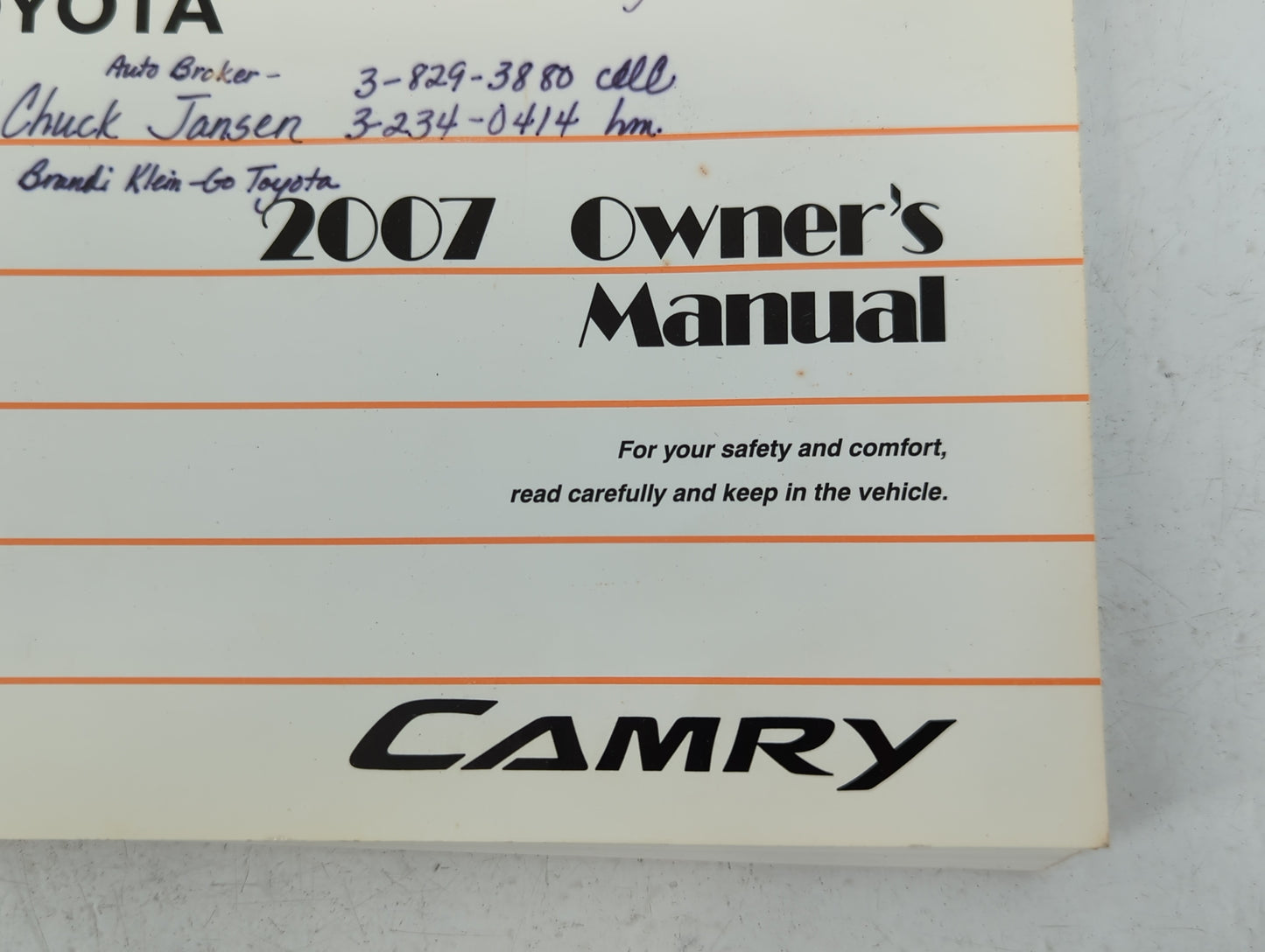 2007 Toyota Camry Owners Manual Book Guide P/N:01999-33748 OEM Used Auto Parts - Oemusedautoparts1.com