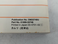 2007 Toyota Camry Owners Manual Book Guide P/N:01999-33748 OEM Used Auto Parts - Oemusedautoparts1.com