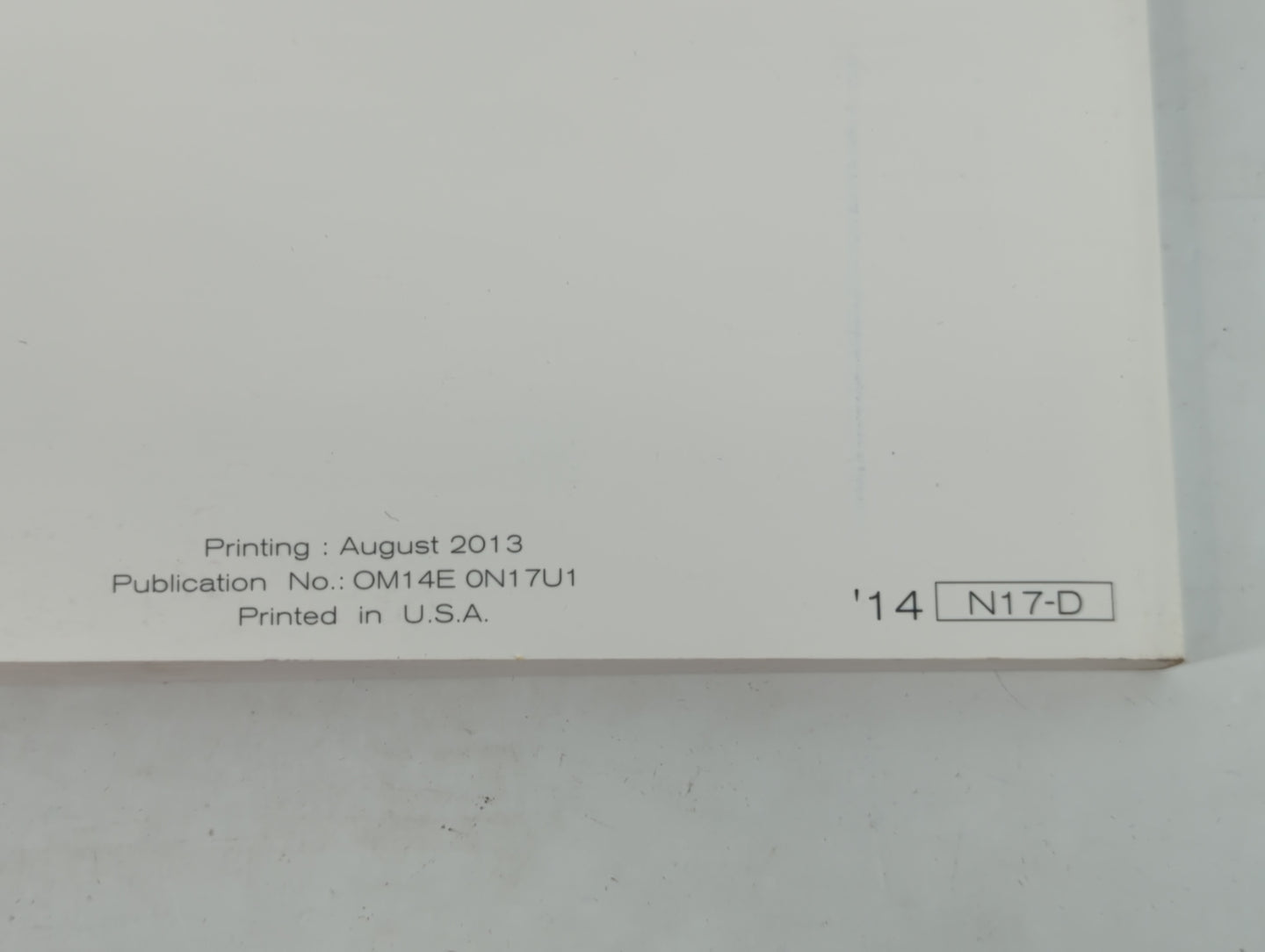 2014 Nissan Versa Owners Manual Book Guide P/N:OM14E ON17U1 OEM Used Auto Parts - Oemusedautoparts1.com