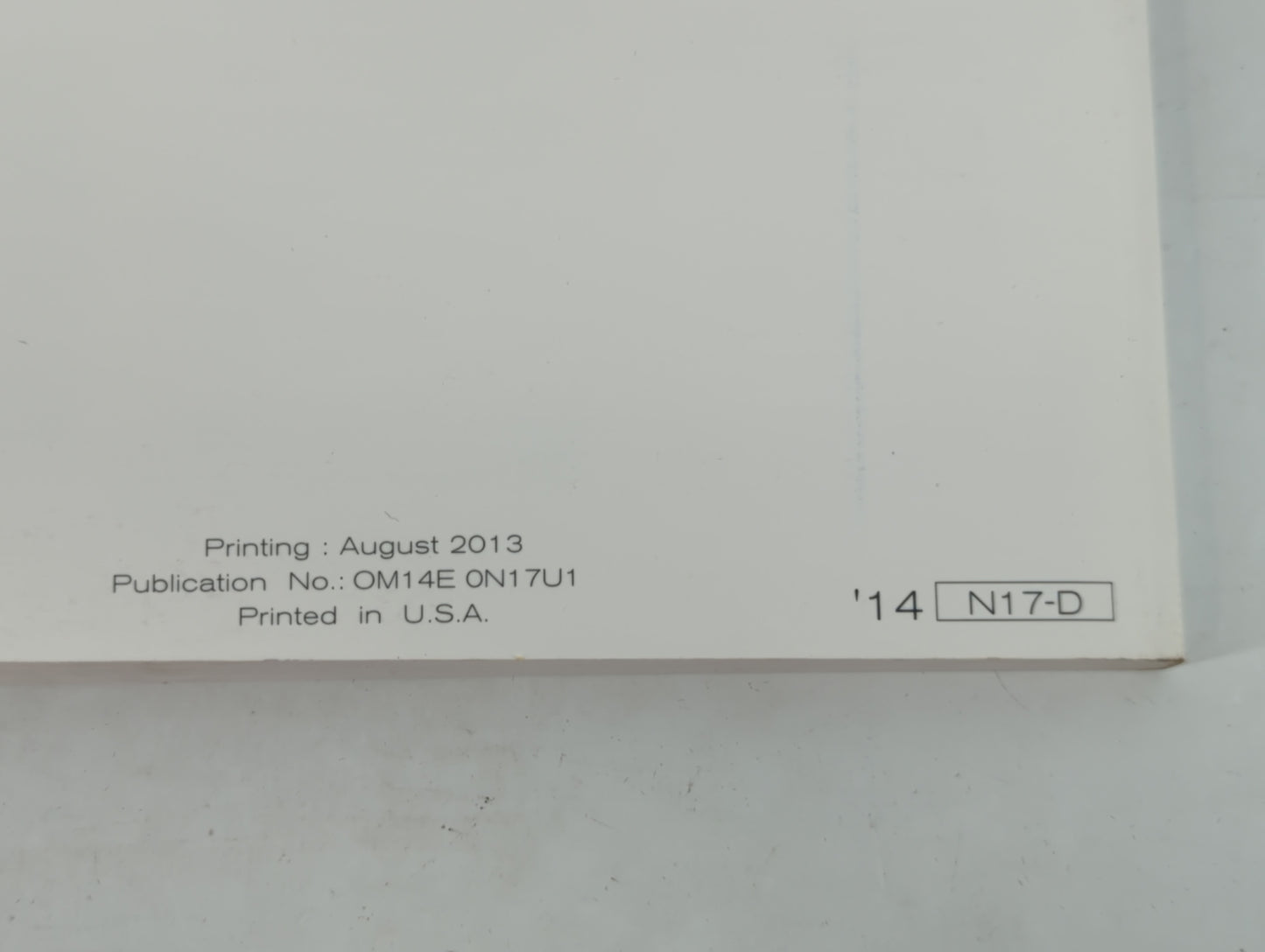 2014 Nissan Versa Owners Manual Book Guide P/N:OM14E ON17U1 OEM Used Auto Parts - Oemusedautoparts1.com