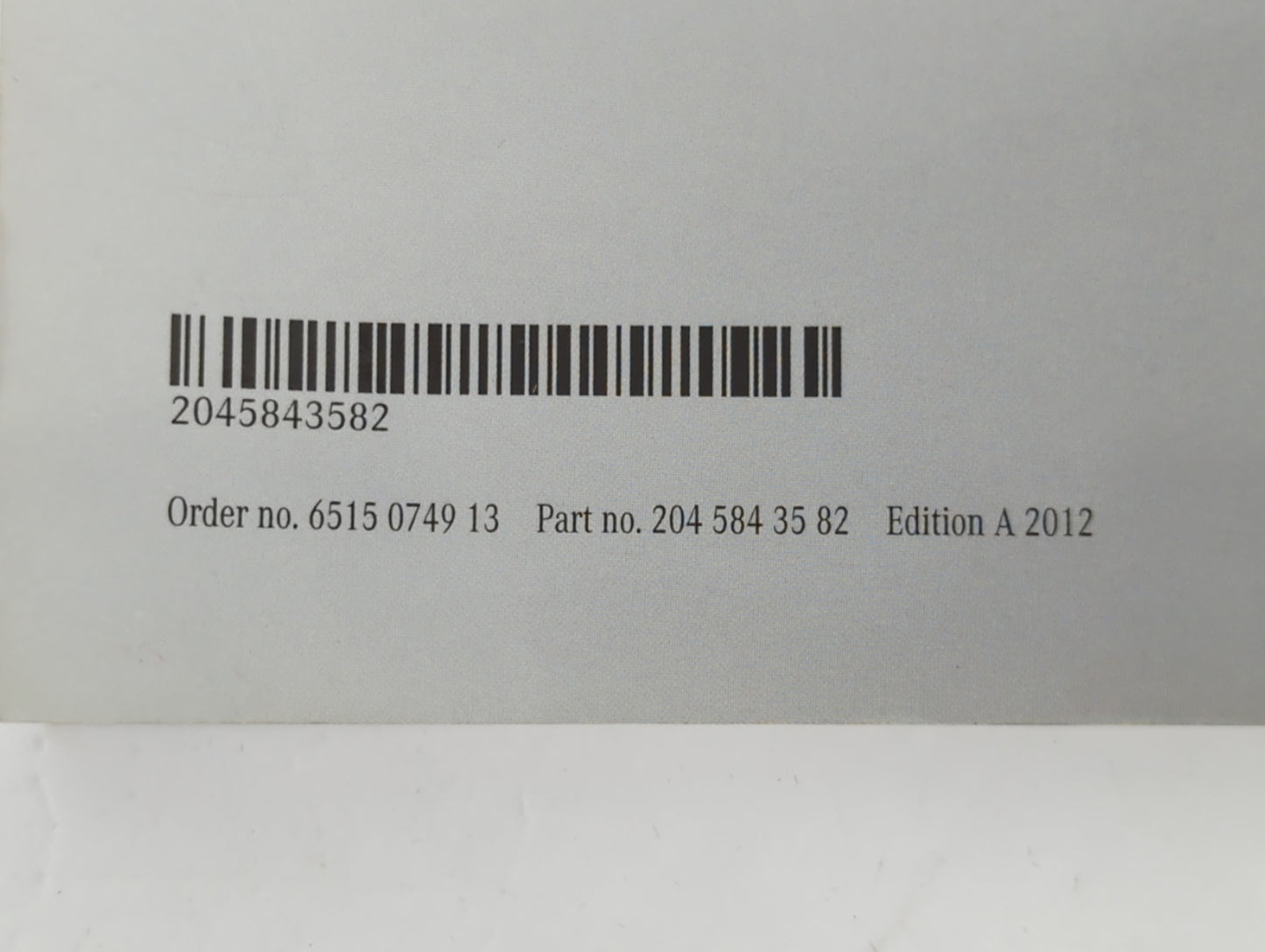 2012 Mercedes-Benz C350 Owners Manual Book Guide P/N:204 584 35 82 OEM Used Auto Parts - Oemusedautoparts1.com