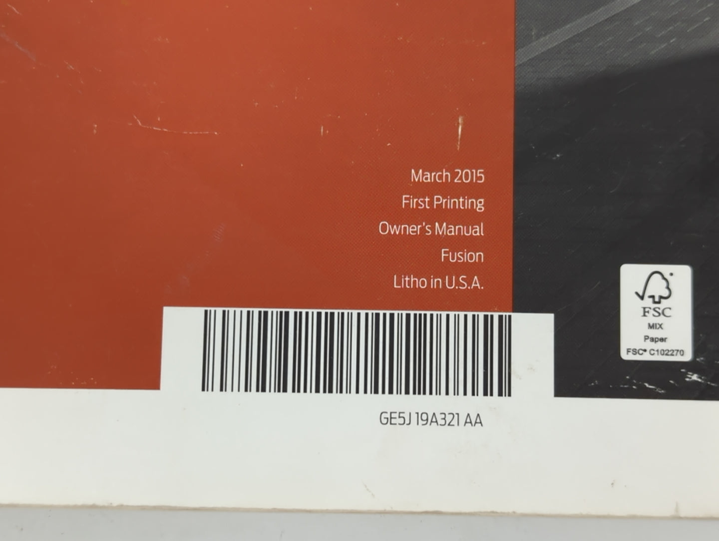 2016 Ford Fusion Owners Manual Book Guide P/N:GE5J 19A321 AA OEM Used Auto Parts - Oemusedautoparts1.com