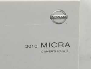 2016 Nissan Micra Owners Manual Book Guide P/N:OM16EM 0K13U0 OEM Used Auto Parts