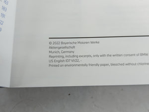 2022 Bmw X5 Owners Manual Book Guide OEM Used Auto Parts