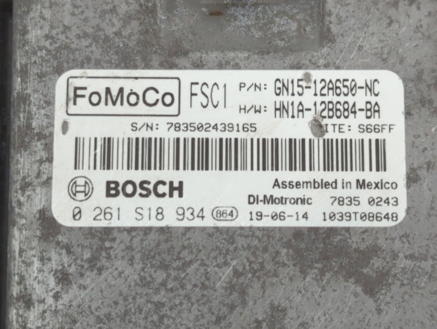 2018-2022 Ford Ecosport PCM Engine Control Computer ECU ECM PCU OEM P/N:0 261 S18 934 HN1A-12B684-BA Fits OEM Used Auto Parts - Oemusedautoparts1.com