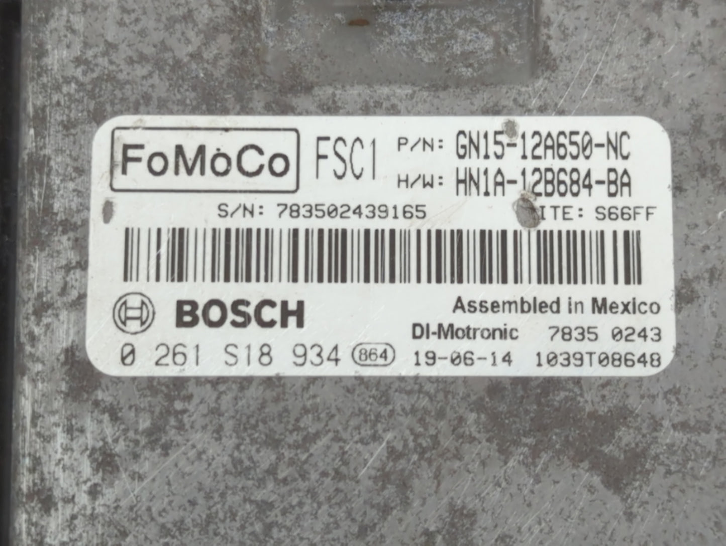 2018-2022 Ford Ecosport PCM Engine Control Computer ECU ECM PCU OEM P/N:0 261 S18 934 HN1A-12B684-BA Fits OEM Used Auto Parts - Oemusedautoparts1.com