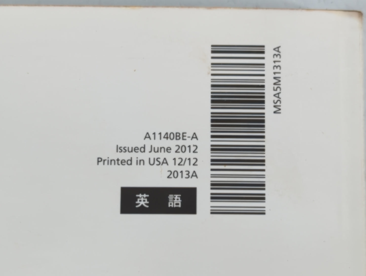 2013 Subaru Impreza Owners Manual Book Guide P/N:A1140BE-A OEM Used Auto Parts - Oemusedautoparts1.com
