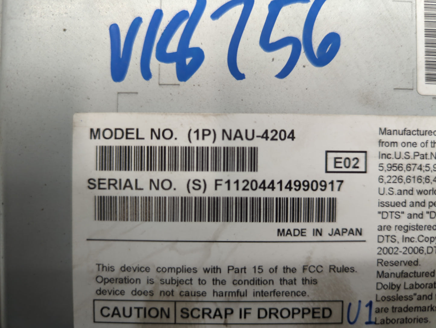 2009 Ford Flex Radio AM FM Cd Player Receiver Replacement P/N:NAU-4204 Fits OEM Used Auto Parts - Oemusedautoparts1.com