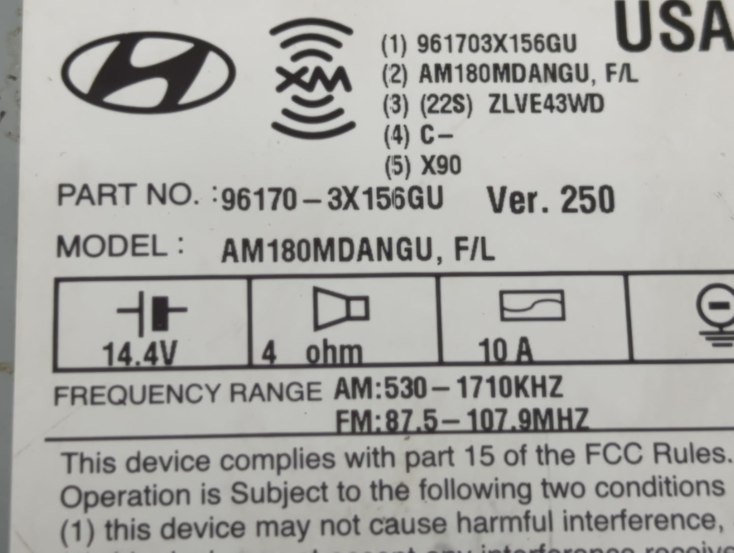 2014-2016 Hyundai Elantra Radio AM FM Cd Player Receiver Replacement P/N:96170-3X156 Fits Fits 2014 2015 2016 OEM Used Auto Parts - Oemusedautoparts1.com