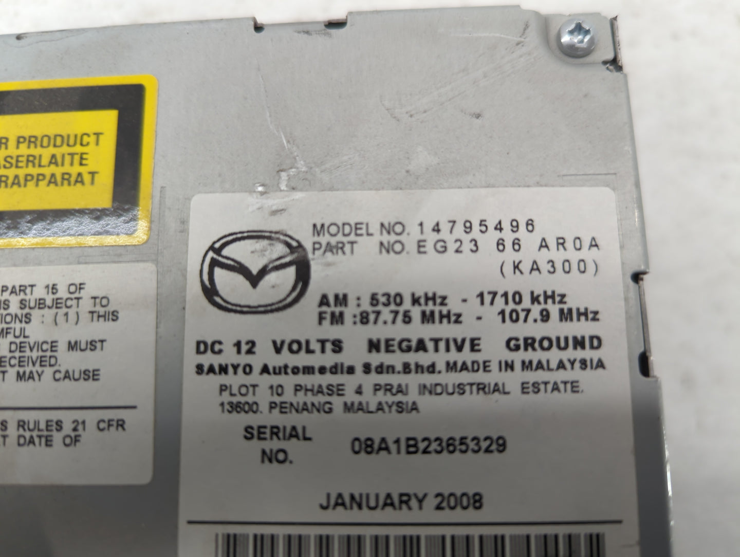 2007-2009 Mazda Cx-7 Radio AM FM Cd Player Receiver Replacement P/N:EG23 66 AR0A Fits Fits 2007 2008 2009 OEM Used Auto Parts - Oemusedautoparts1.com