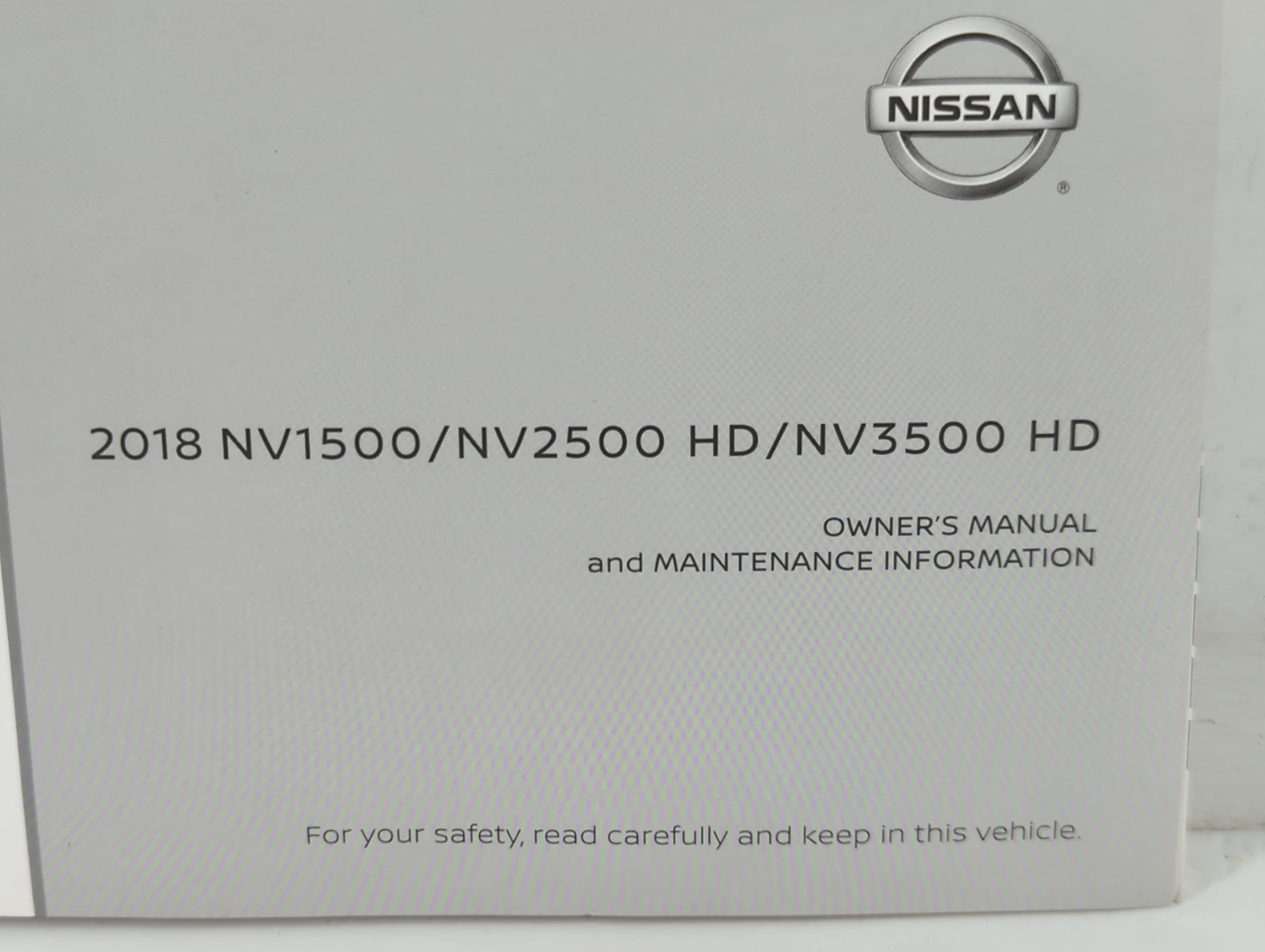 2018 Nissan Nv1500 Owners Manual Book Guide P/N:OM18EA 0F80U0 OEM Used Auto Parts - Oemusedautoparts1.com
