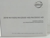 2018 Nissan Nv1500 Owners Manual Book Guide P/N:OM18EA 0F80U0 OEM Used Auto Parts - Oemusedautoparts1.com