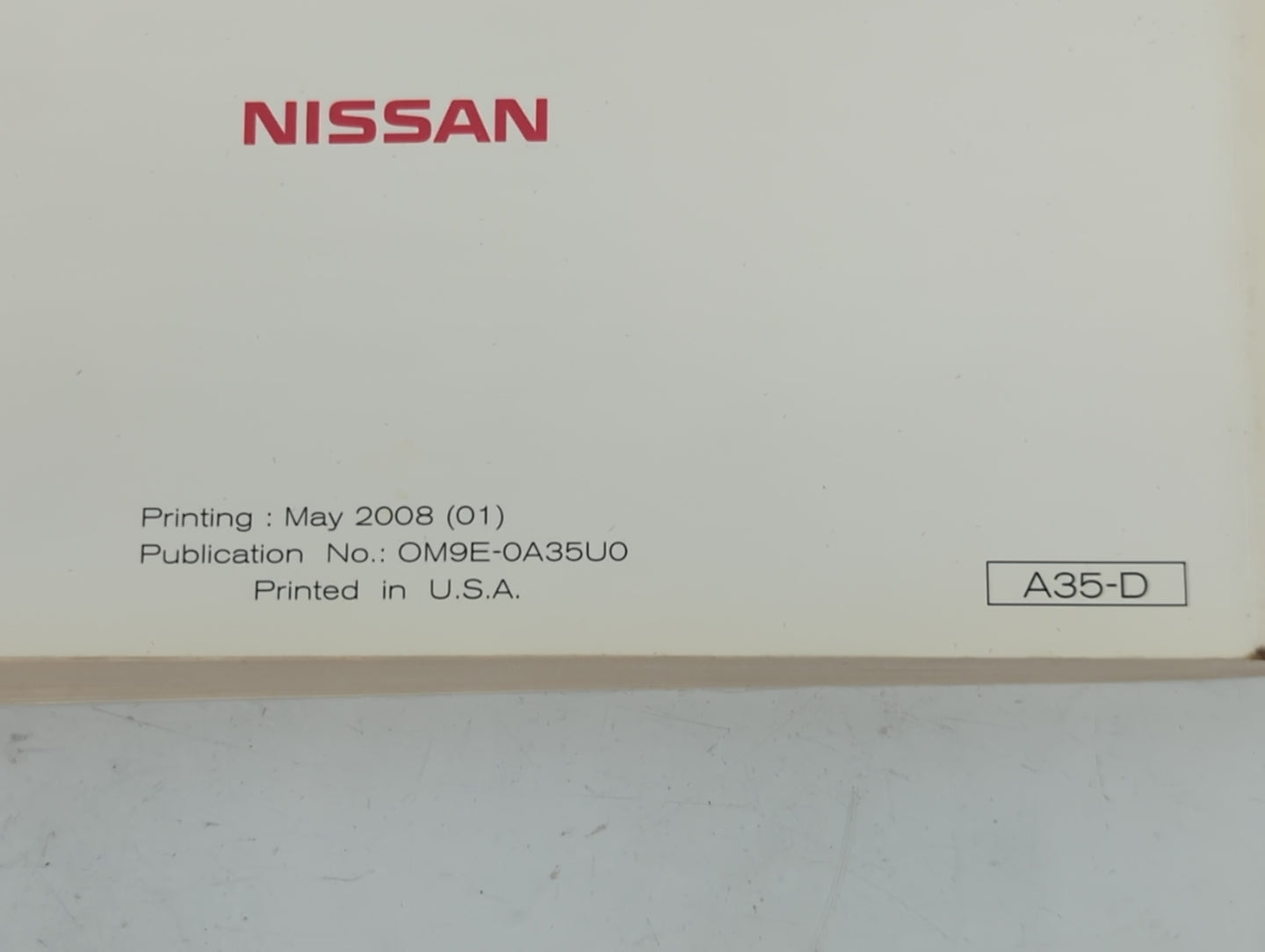 2009 Nissan Maxima Owners Manual Book Guide P/N:OM9E-0A35U0 OEM Used Auto Parts - Oemusedautoparts1.com