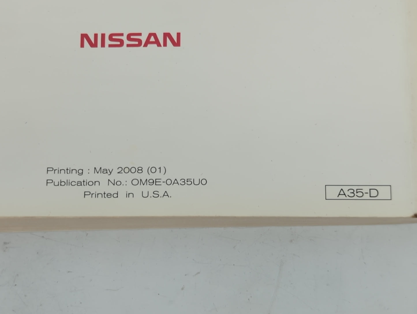 2009 Nissan Maxima Owners Manual Book Guide P/N:OM9E-0A35U0 OEM Used Auto Parts - Oemusedautoparts1.com