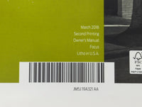 2018 Ford Focus Owners Manual Book Guide P/N:JM5J 19A321 AA OEM Used Auto Parts - Oemusedautoparts1.com