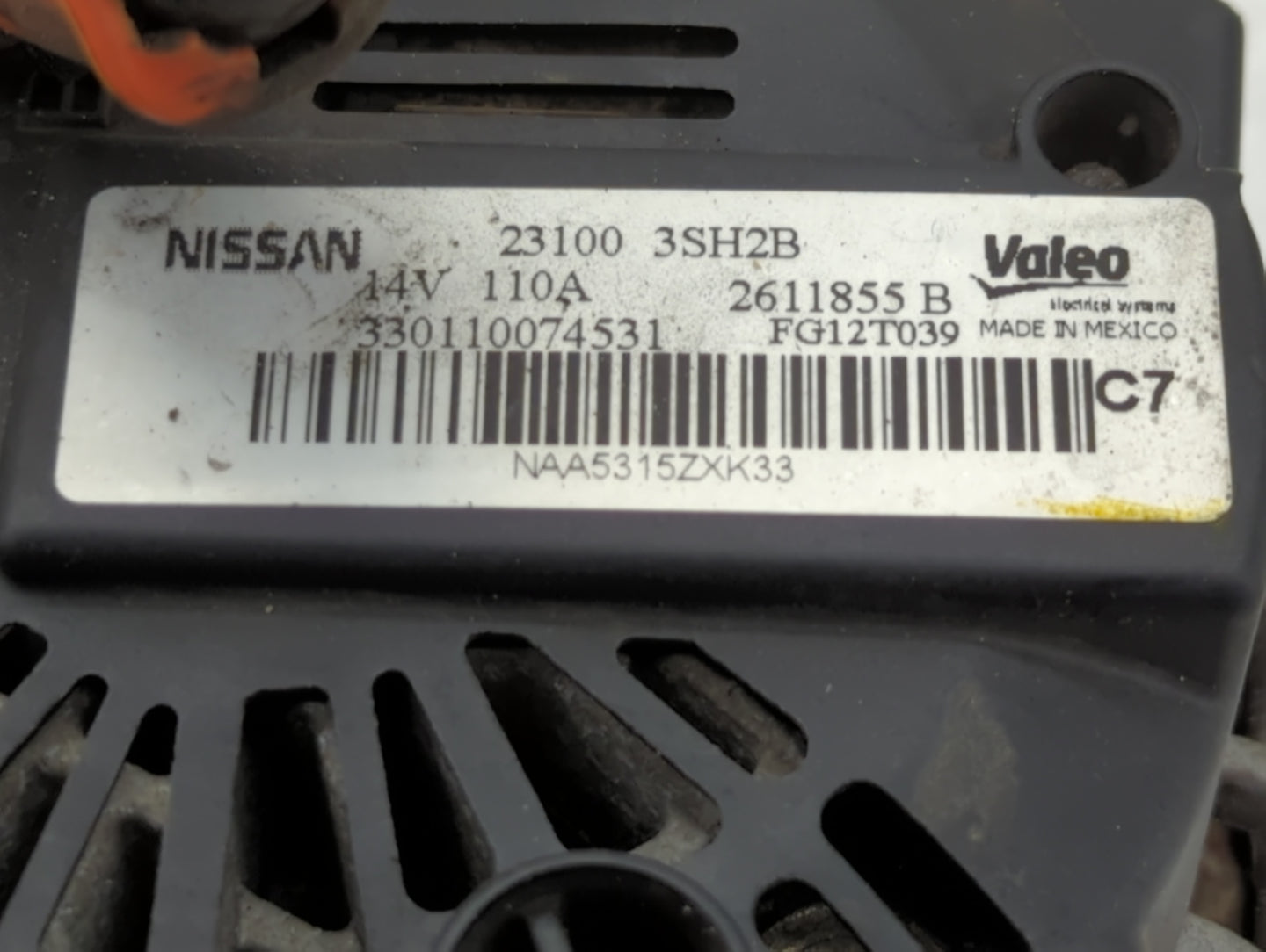 2013-2019 Nissan Sentra Alternator Replacement Generator Charging Assembly Engine OEM P/N:2611855 B 23100 3SH2B Fits OEM Used Auto Parts - Oemusedautoparts1.com