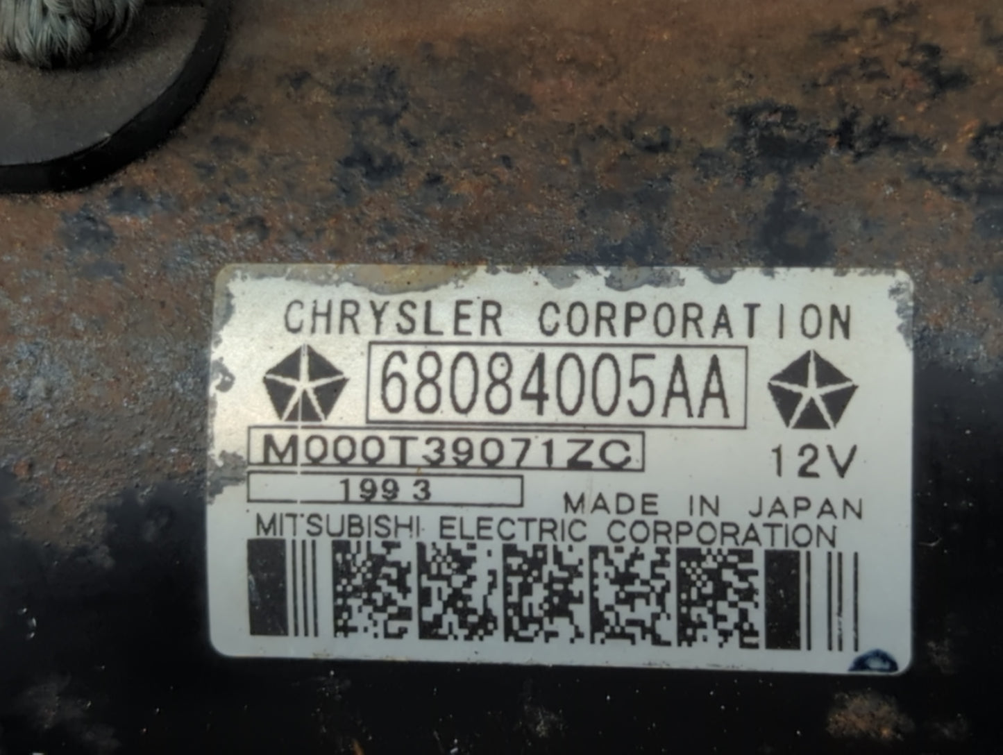 2014-2018 Jeep Cherokee Car Starter Motor Solenoid OEM P/N:M000T39071ZC 68084005AA Fits OEM Used Auto Parts - Oemusedautoparts1.com