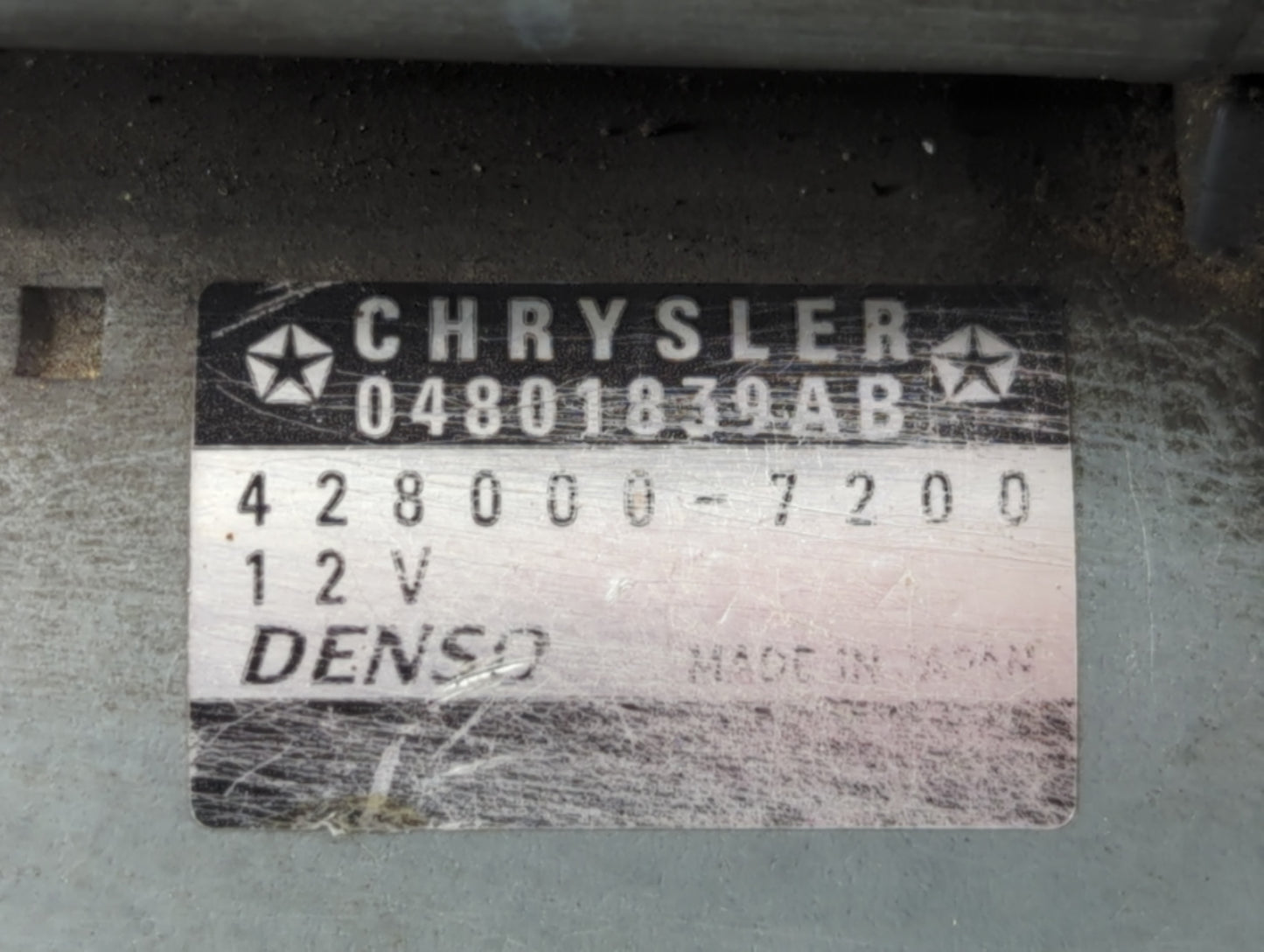 2011-2014 Dodge Avenger Car Starter Motor Solenoid OEM P/N:428000-7200 04801839AB Fits Fits 2011 2012 2013 2014 OEM Used Auto Parts - Oemusedautoparts1.com