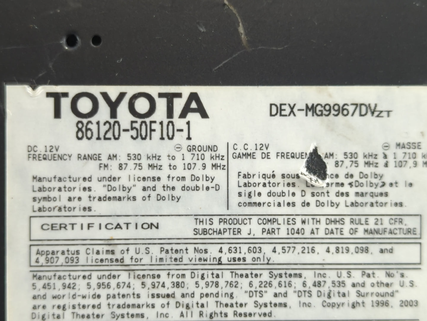 2007 Lexus Ls400 Radio AM FM Cd Player Receiver Replacement P/N:86120-50f10-1 Fits Fits 2008 2009 OEM Used Auto Parts - Oemusedautoparts1.com
