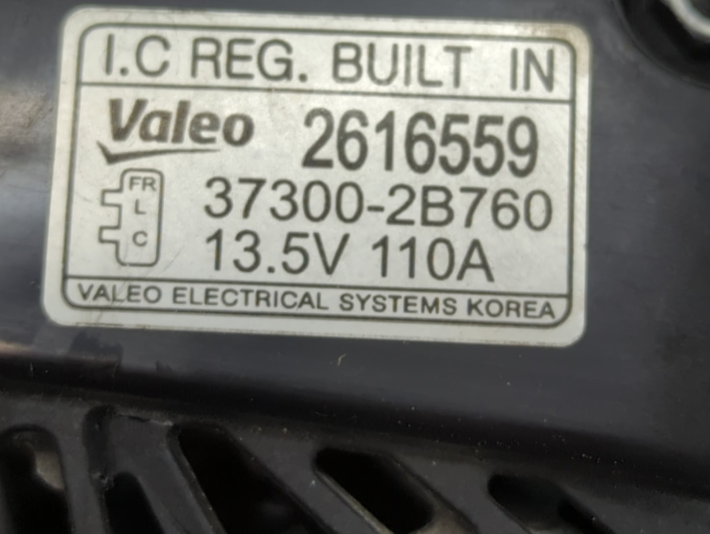 2013-2017 Hyundai Veloster Alternator Replacement Generator Charging Assembly Engine OEM P/N:37300-2B760 2616559 Fits OEM Used Auto Parts - Oemusedautoparts1.com