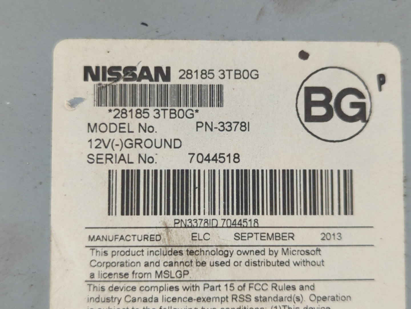 2013-2015 Nissan Altima Radio AM FM Cd Player Receiver Replacement P/N:28185 3TB0G Fits Fits 2013 2014 2015 OEM Used Auto Parts - Oemusedautoparts1.com