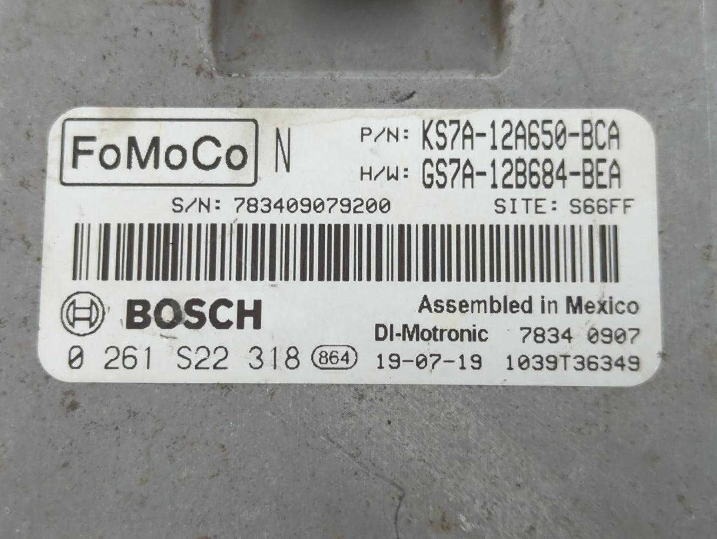 2017-2019 Ford Fusion PCM Engine Control Computer ECU ECM PCU OEM P/N:GS7A-12B684-BEA KS7A-12A650-BCA Fits Fits 2017 2018 2019 OEM Used Auto Parts - Oemusedautoparts1.com