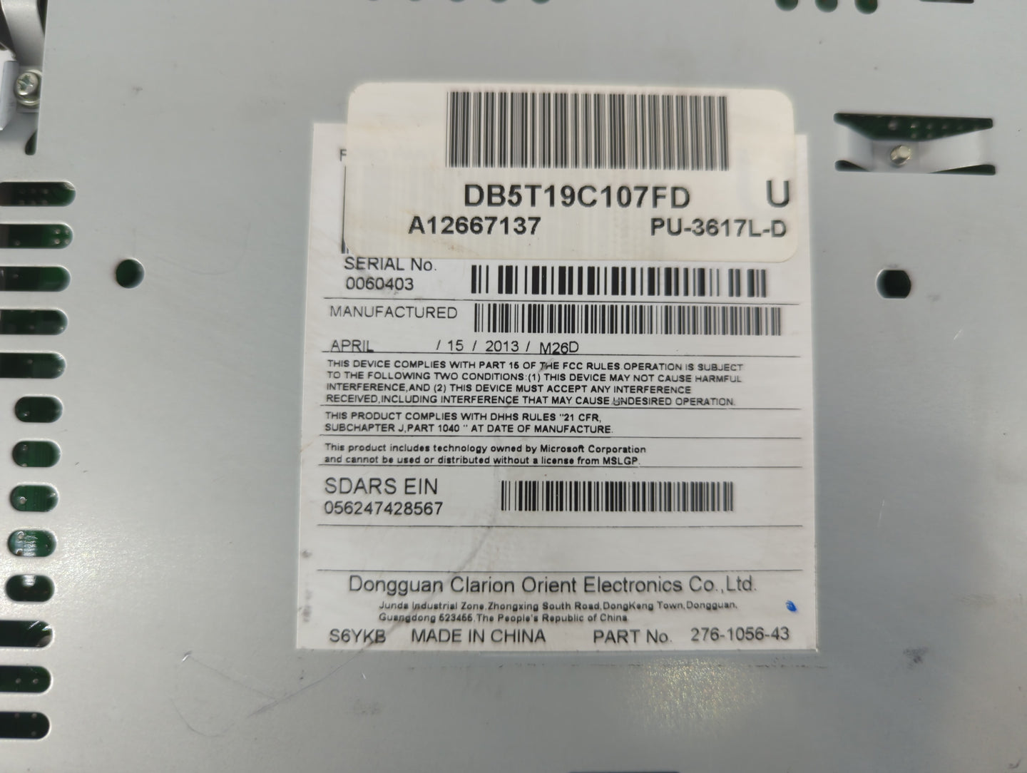 2013 Ford Explorer Radio AM FM Cd Player Receiver Replacement P/N:DB5T19C107FD Fits OEM Used Auto Parts - Oemusedautoparts1.com