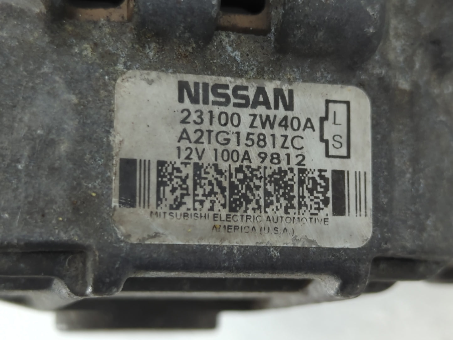 2010-2012 Nissan Sentra Alternator Replacement Generator Charging Assembly Engine OEM P/N:A2TG1581ZC 23100 ZW40A Fits OEM Used Auto Parts - Oemusedautoparts1.com