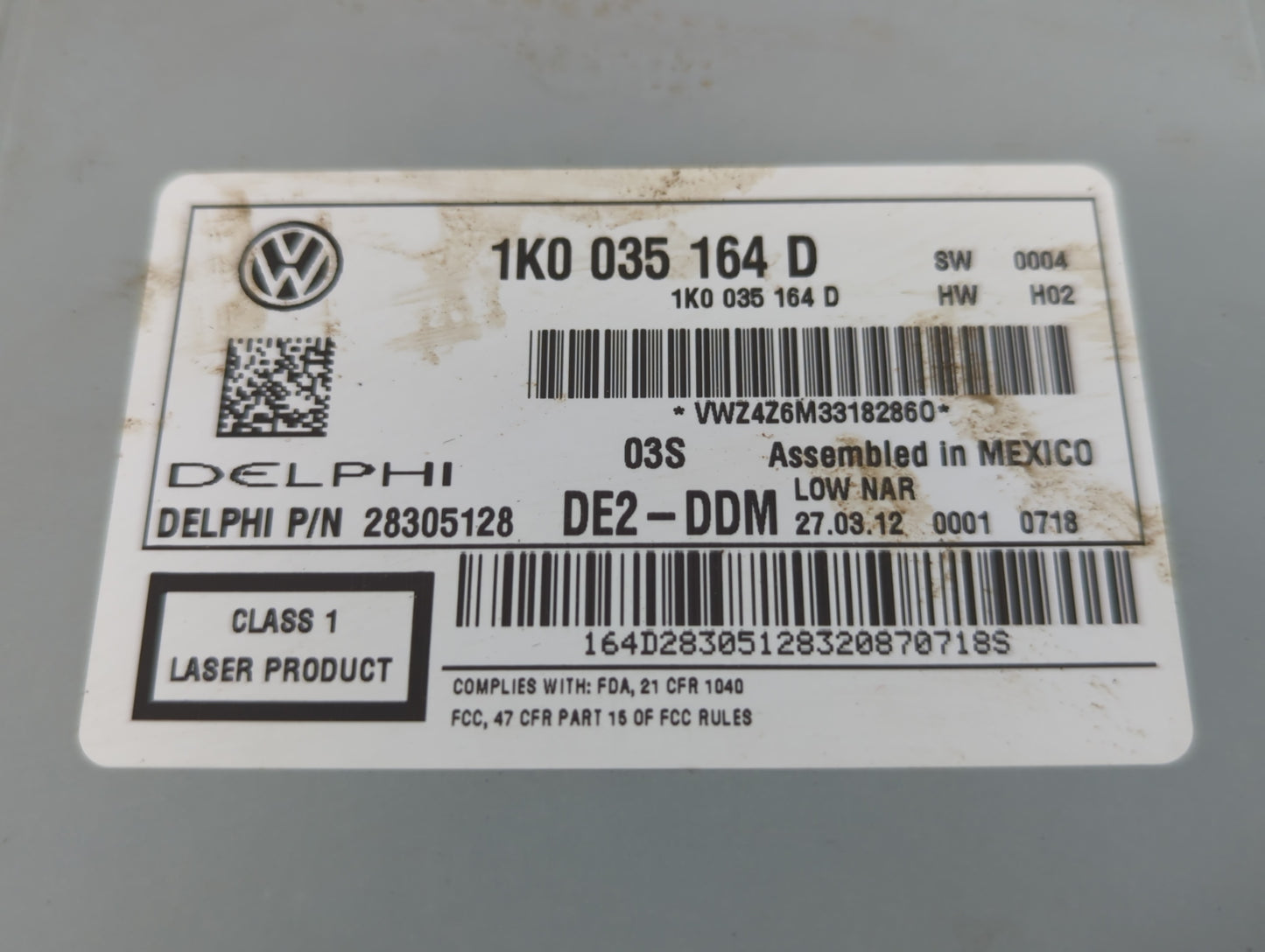 2012-2016 Volkswagen Beetle Radio AM FM Cd Player Receiver Replacement P/N:1K0 035 164 D Fits Fits 2011 2012 2013 2014 2015 2016 OEM Used Auto Parts - Oemusedautoparts1.com